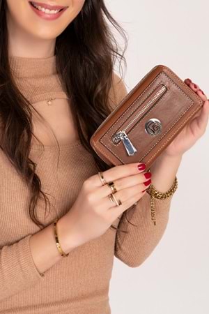 Gondol Çok Gözlü Kullanışlı Şık Cüzdan gp.1120 - Taba - TEK EBAT