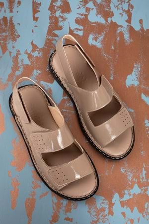 Gondol Hakiki Deri Anatomik Taban Hac Umre Erkek Sandalet kml.1222 - vizon rugan - 40