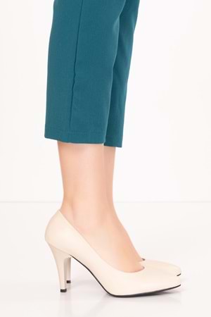 Gondol Hakiki Deri Stiletto-vdt.25 - Krem - 36