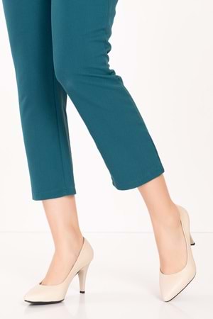 Gondol Hakiki Deri Stiletto-vdt.25 - Krem - 37