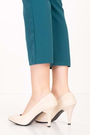 Gondol Hakiki Deri Stiletto-vdt.25 - Krem - 37