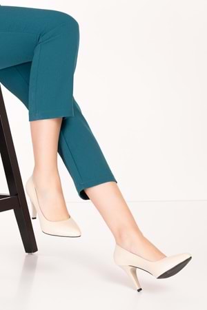 Gondol Hakiki Deri Stiletto-vdt.25 - Krem - 39