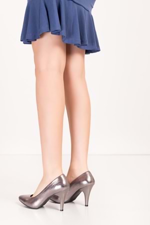 Gondol Hakiki Deri Stiletto-vdt.25 - Platin - 36