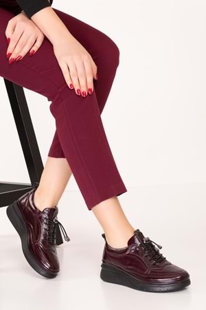 Gondol Hakiki Deri Anatomik Taban Rahat Ayakkabı es.120 - Bordo Rugan - 41