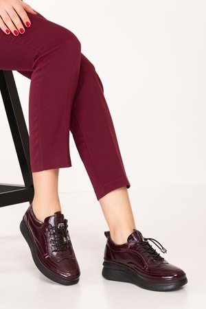 Gondol Hakiki Deri Anatomik Taban Rahat Ayakkabı es.120 - Bordo Rugan - 41