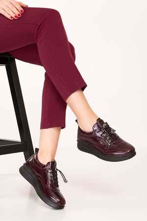 Gondol Hakiki Deri Anatomik Taban Rahat Ayakkabı es.120 - Bordo Rugan - 41