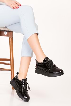 Gondol Hakiki Deri Anatomik Taban Rahat Ayakkabı es.120 - siyah rugan - 37