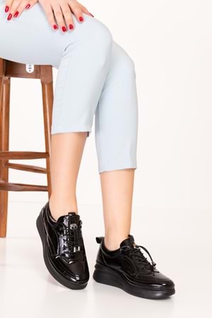 Gondol Hakiki Deri Anatomik Taban Rahat Ayakkabı es.120 - siyah rugan - 37