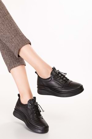 Gondol Hakiki Deri Anatomik Taban Rahat Ayakkabı es.120 - Siyah Cilt - 37