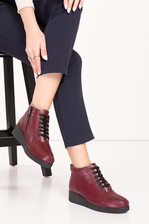 Gondol Kadın Hakiki Deri Klasik Rahat Bot ndr.175 - Bordo - 38