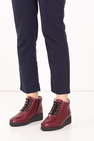 Gondol Kadın Hakiki Deri Klasik Rahat Bot ndr.175 - Bordo - 38