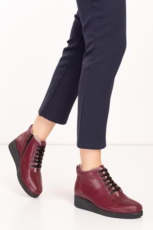 Gondol Kadın Hakiki Deri Klasik Rahat Bot ndr.175 - Bordo - 38