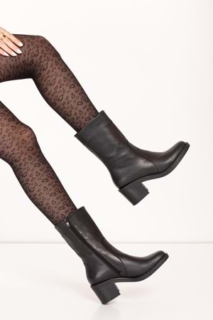 Gondol Hakiki Deri Günlük Şık Uzun Bot wst.2273 - Siyah - 39