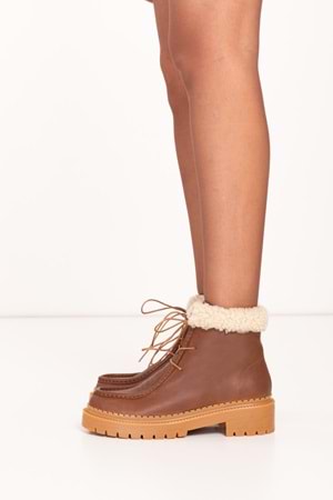 Gondol Kadın Hakiki Deri İçi Kürklü Rahat Bot wst.2243 - Taba - 36