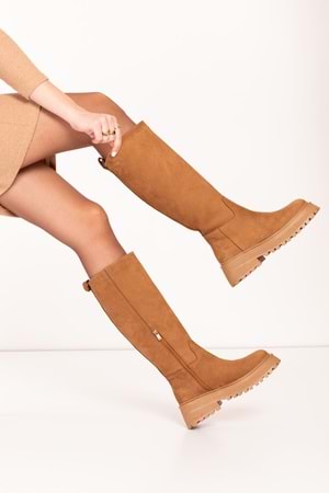 Gondol Hakiki Deri Günlük Rahat Çizme wst.4085 - Taba Süet - 39