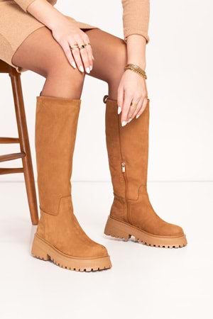 Gondol Hakiki Deri Günlük Rahat Çizme wst.4085 - Taba Süet - 39