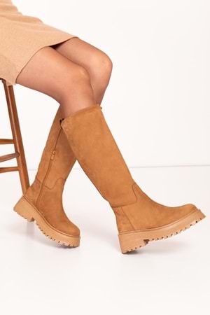 Gondol Hakiki Deri Günlük Rahat Çizme wst.4085 - Taba Süet - 39