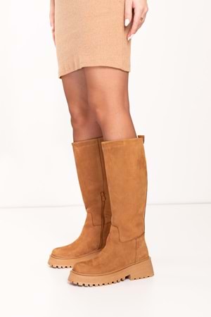 Gondol Hakiki Deri Günlük Rahat Çizme wst.4085 - Taba Süet - 39