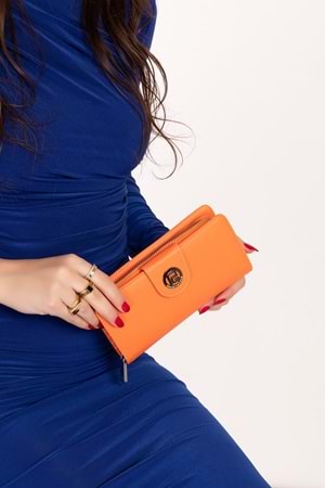 Gondol Çok Gözlü Kullanışlı Şık Cüzdan gp.1495 - Turuncu - TEK EBAT