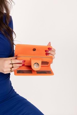 Gondol Çok Gözlü Kullanışlı Şık Cüzdan gp.1495 - Turuncu - TEK EBAT