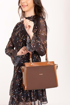 Gondol Kadın Günlük Şık El ve Omuz Çantası cr.56118 - Kahverengi - TEK EBAT