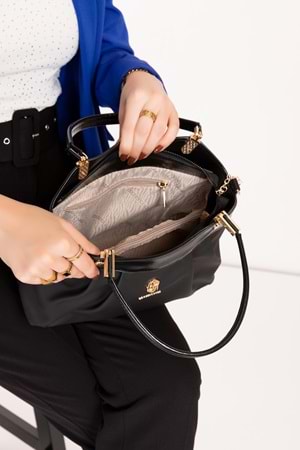 Gondol Kadın Günlük Şık El ve Omuz Çantası cr.6384 - Siyah - TEK EBAT