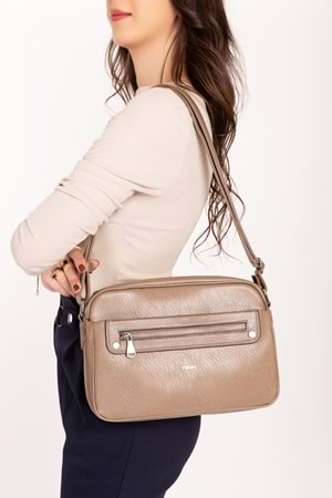 Gondol Kadın Çapraz Sade Şık Günlük Çanta ysm.1682 - Vizon - TEK EBAT