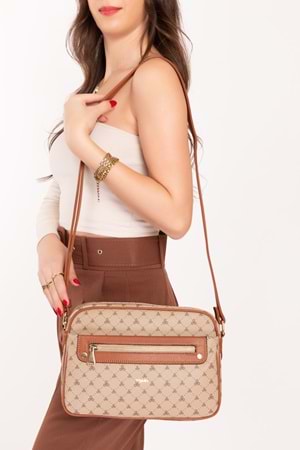 Gondol Kadın Çapraz Sade Şık Günlük Çanta ysm.1682 - Vizon Yazı - TEK EBAT