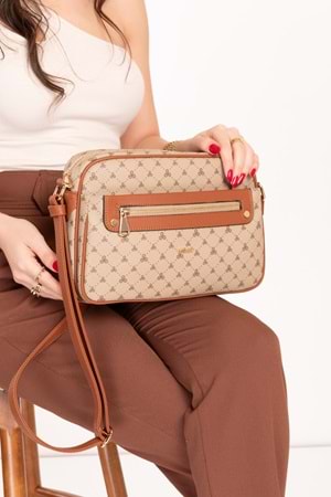 Gondol Kadın Çapraz Sade Şık Günlük Çanta ysm.1682 - Vizon Yazı - TEK EBAT