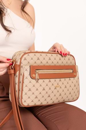 Gondol Kadın Çapraz Sade Şık Günlük Çanta ysm.1682 - Vizon Yazı - TEK EBAT