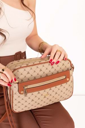 Gondol Kadın Çapraz Sade Şık Günlük Çanta ysm.1682 - Vizon Yazı - TEK EBAT