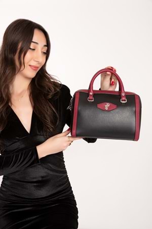 Gondol Kadın Şık El Çantası sp.1091 - Siyah-Bordo - TEK EBAT
