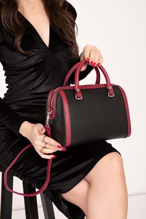 Gondol Kadın Şık El Çantası sp.1091 - Siyah-Bordo - TEK EBAT