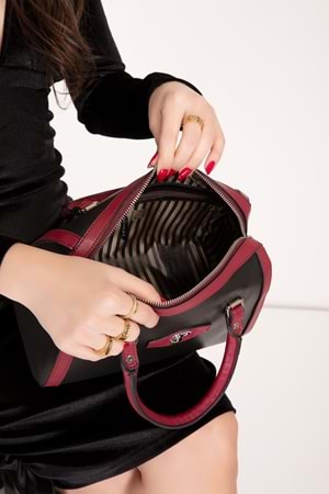 Gondol Kadın Şık El Çantası sp.1091 - Siyah-Bordo - TEK EBAT