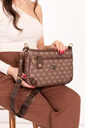 Gondol Kadın Şık Günlük Çapraz Çanta sp.1160 - Kahverengi - TEK EBAT