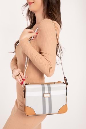 Gondol Kadın Şık Günlük Çapraz Çanta sp.784 - Gri Ekose - TEK EBAT