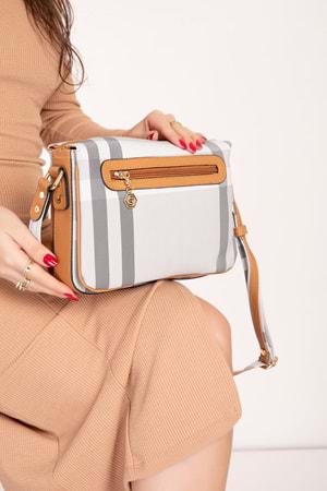 Gondol Kadın Şık Günlük Çapraz Çanta sp.784 - Gri Ekose - TEK EBAT