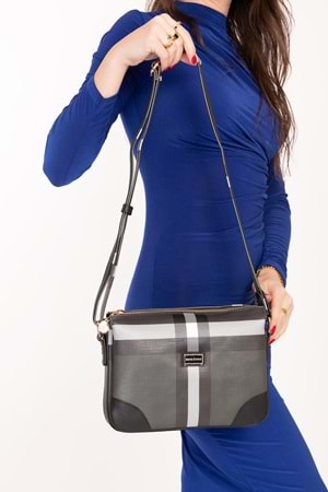 Gondol Kadın Şık Günlük Çapraz Çanta sp.784 - Siyah Ekose - TEK EBAT