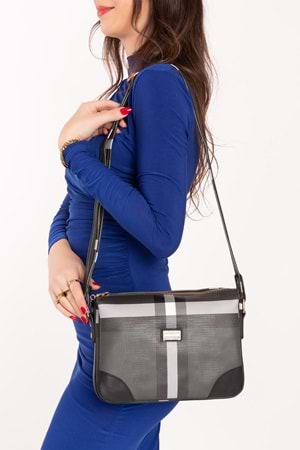 Gondol Kadın Şık Günlük Çapraz Çanta sp.784 - Siyah Ekose - TEK EBAT