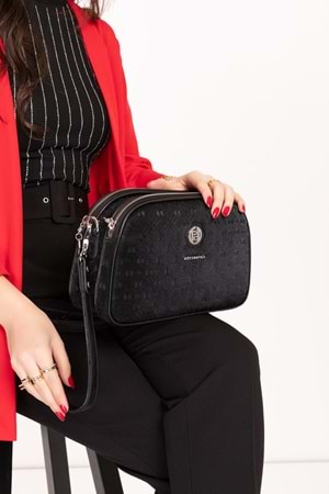 Gondol Kadın Günlük Şık Omuz Çantası sp.745 - Siyah Yazı - TEK EBAT