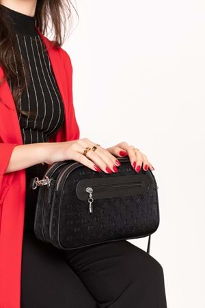 Gondol Kadın Günlük Şık Omuz Çantası sp.745 - Siyah Yazı - TEK EBAT