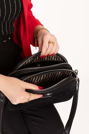 Gondol Kadın Günlük Şık Omuz Çantası sp.745 - Siyah Yazı - TEK EBAT