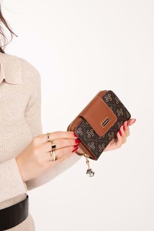 Gondol Günlük Kullanışlı Cüzdan ve Kartlık sp.935 - Kahve Yazı - TEK EBAT