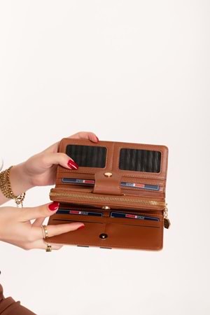 Gondol Günlük Kullanışlı Cüzdan ve Kartlık sp.1154 - Bej Ekose - TEK EBAT