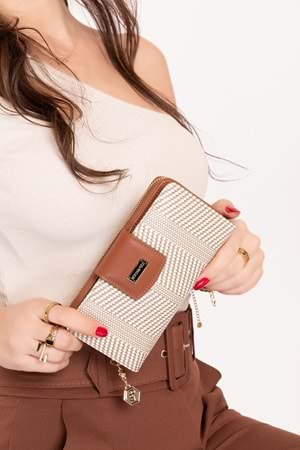 Gondol Günlük Kullanışlı Cüzdan ve Kartlık sp.928 - Beyaz - Bej - TEK EBAT