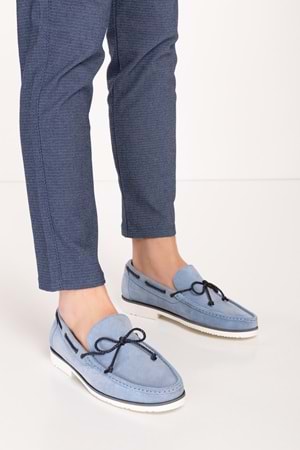 Gondol Erkek Hakiki Deri Hafif Taban Loafer Ayakkabı tx.13361 - Mavi Süet - 39