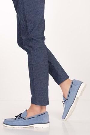 Gondol Erkek Hakiki Deri Hafif Taban Loafer Ayakkabı tx.13361 - Mavi Süet - 39