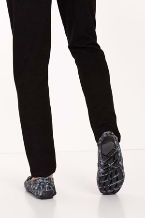 Gondol Erkek Hakiki Deri Esnek Taban Kamuflaj Desenli Loafer Ayakkabı tx.11870 - Gri - 40