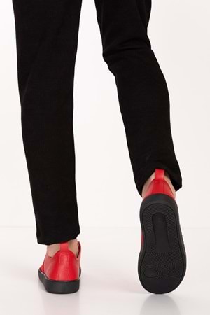 Gondol Erkek Hakiki Deri Lastikli Kolay Giyim Ayakkabı tx.7740 - kırmızı - 41