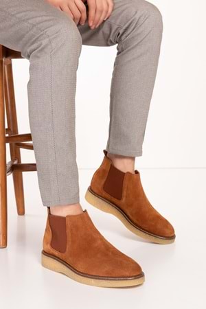 Gondol Erkek Hakiki Deri Kaucuk Taban Günlük Bot tx.77810 - Taba Süet - 40